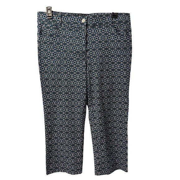 89th + Madison Womens Geometric Print Capri Pants Size 16 Rayon Blend pants - Picture 1 of 12